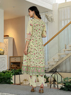 Yufta Yellow Cotton Kalidaar Kurta Dupatta Set | Grocsy