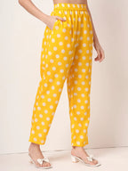 Yufta Yellow Cotton Maternity Gathered Or Pleated Kurta Pants Set | Grocsy