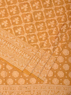 Yellow Cut Work Tussar Cotton Handloom Saree with All Over Jamdani Style Design - Global Threads | Grocsy