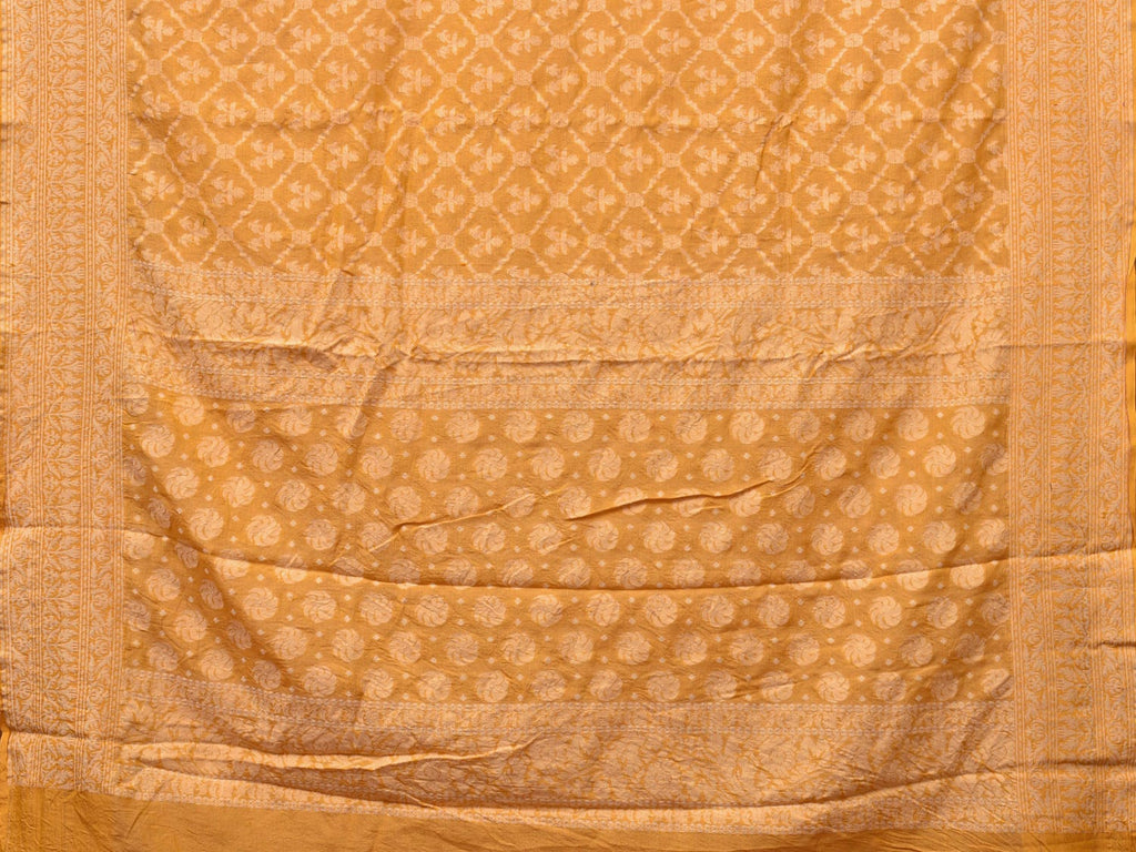 Yellow Cut Work Tussar Cotton Handloom Saree with All Over Jamdani Style Design - Global Threads | Grocsy