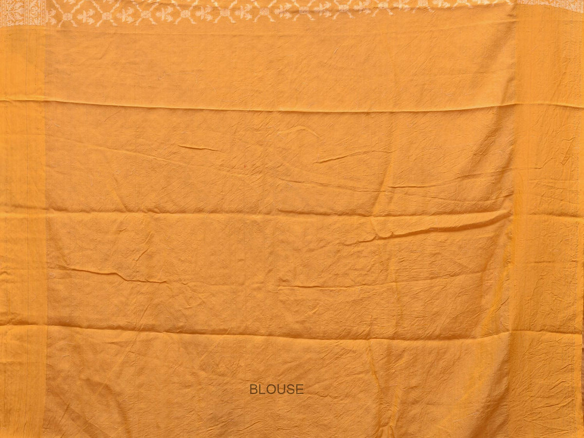 Yellow Cut Work Tussar Cotton Handloom Saree with All Over Jamdani Style Design - Global Threads | Grocsy