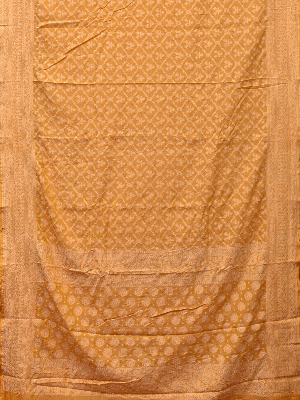 Yellow Cut Work Tussar Cotton Handloom Saree with All Over Jamdani Style Design - Global Threads | Grocsy