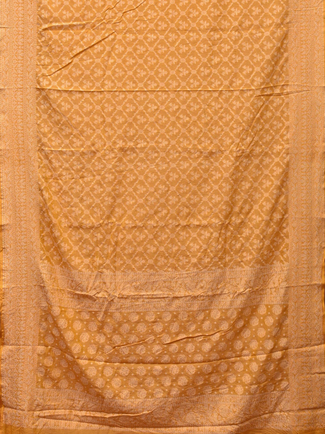 Yellow Cut Work Tussar Cotton Handloom Saree with All Over Jamdani Style Design - Global Threads | Grocsy