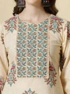 Yufta Yellow Floral Print Cotton Sequins Work Kurta Set With Pant & Dupatta | Grocsy