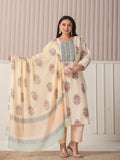Yufta Yellow Floral Print Cotton Sequins Work Plus Size Kurta Set With Pant & Dupatta | Grocsy