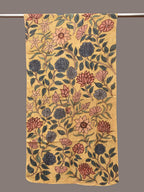 Yellow Kalamkari Hand Painted Sico Stole with Floral Design - Global Threads | Grocsy