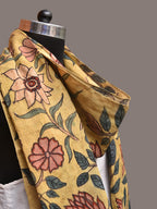 Yellow Kalamkari Hand Painted Sico Stole with Floral Design - Global Threads | Grocsy