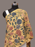 Yellow Kalamkari Hand Painted Sico Stole with Floral Design - Global Threads | Grocsy