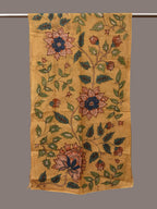 Yellow Kalamkari Hand Painted Sico Stole with Floral Design - Global Threads | Grocsy