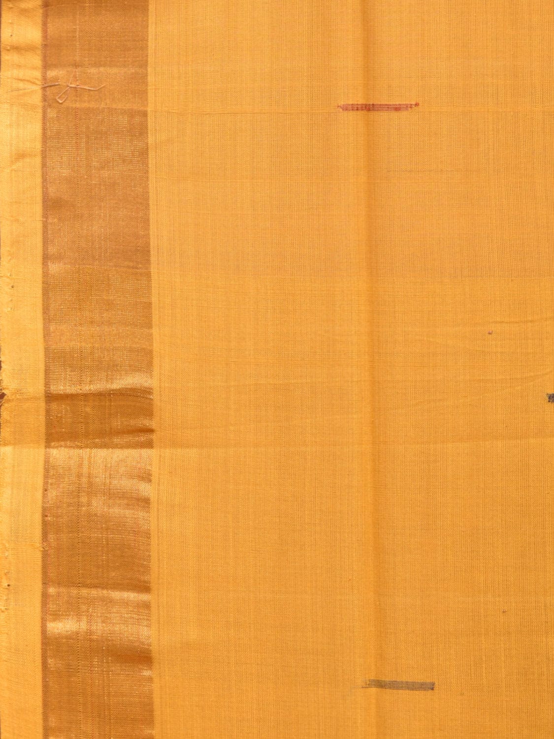 Yellow Khadi Cotton Handloom Saree with Buta and Strip Pallu Design - Global Threads | Grocsy