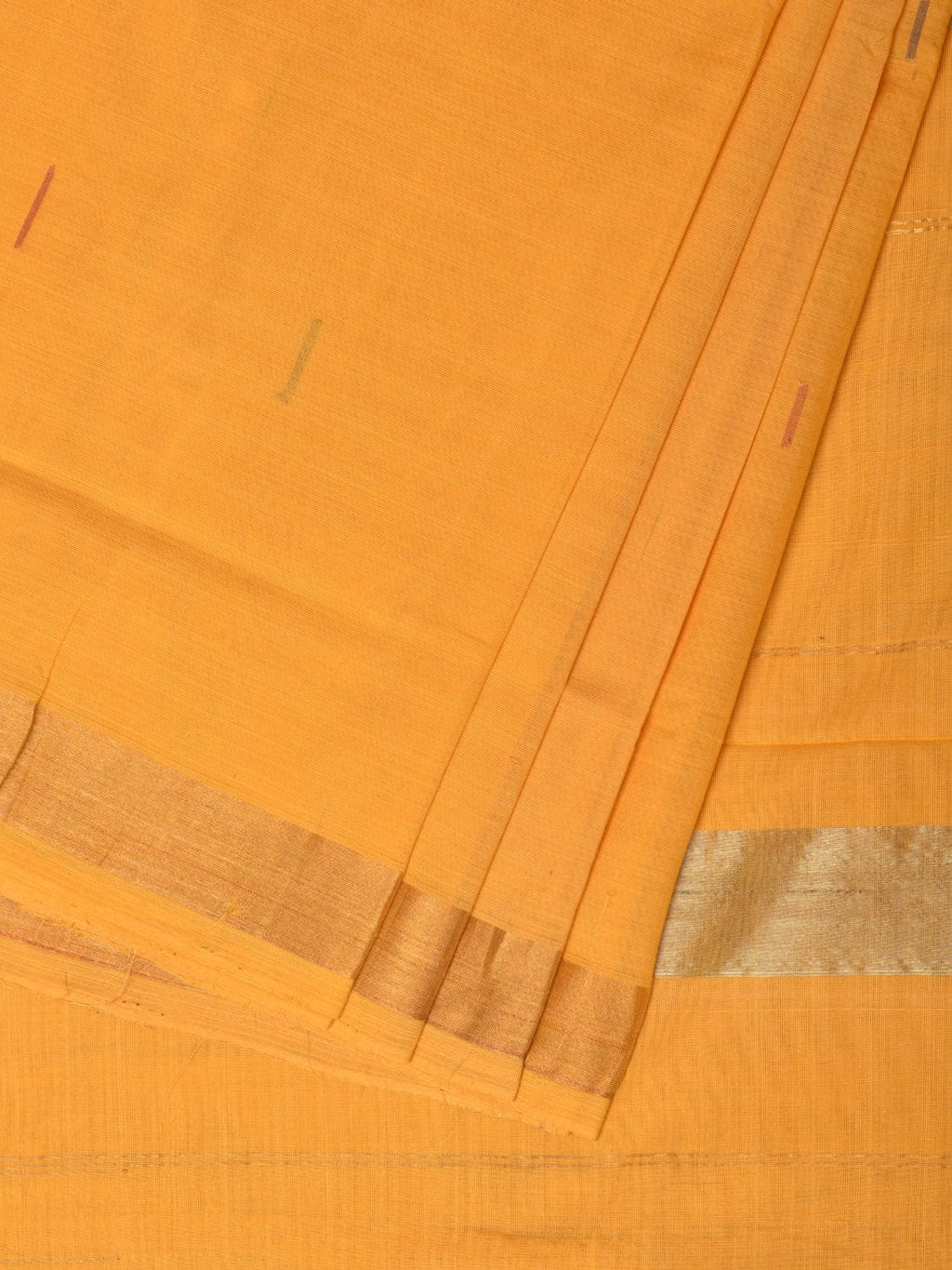 Yellow Khadi Cotton Handloom Saree with Buta and Strip Pallu Design - Global Threads | Grocsy