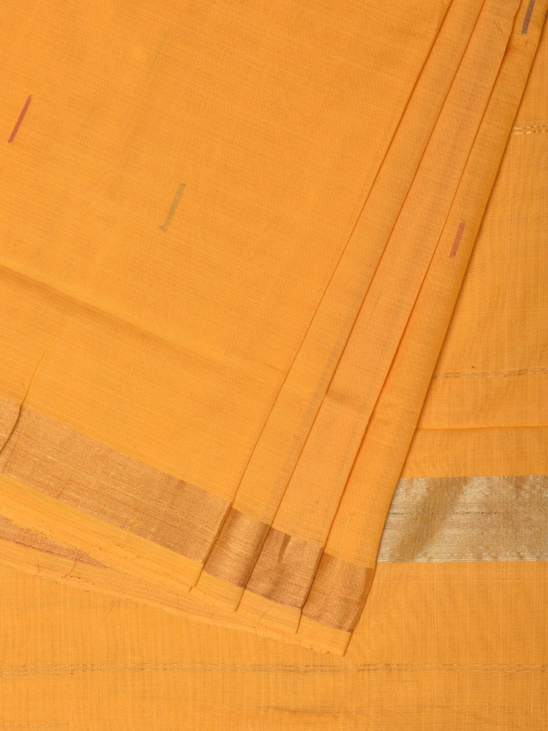 Yellow Khadi Cotton Handloom Saree with Buta and Strip Pallu Design - Global Threads | Grocsy