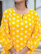 Yufta Yellow Polka Dot Print Top And Trouser Co Ord Set | Grocsy