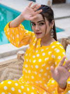 Yufta Yellow Polka Dot Print Top And Trouser Co Ord Set | Grocsy
