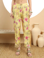 Yufta Yellow Printed Silk Embroidered Kurta Dupatta Set | Grocsy