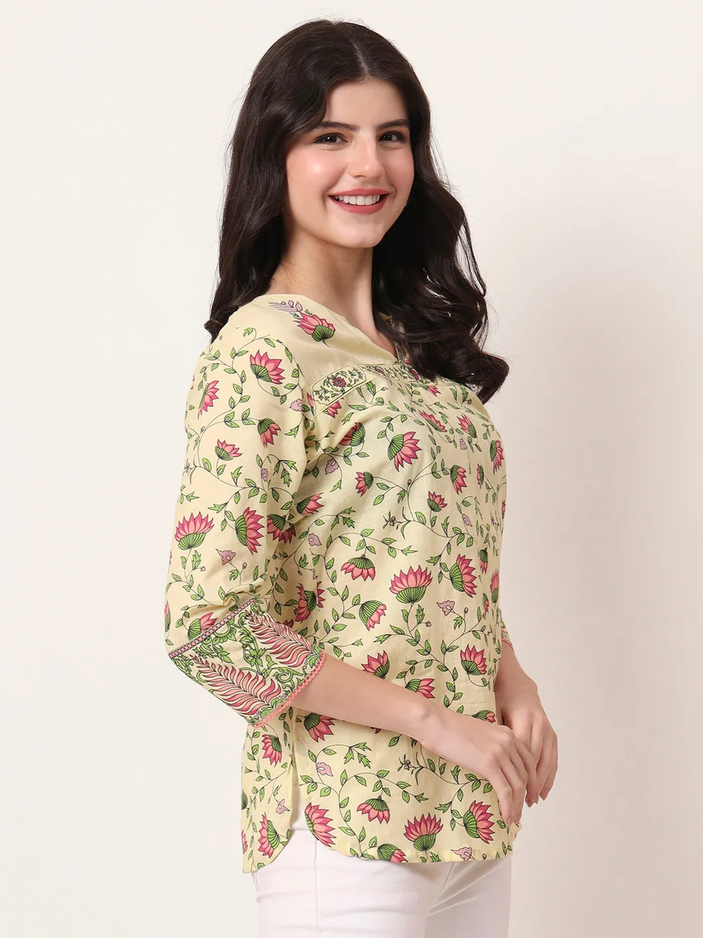 Yufta Yellow Pure Cotton Peplum Top | Grocsy