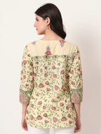 Yufta Yellow Pure Cotton Peplum Top | Grocsy