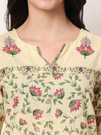 Yufta Yellow Pure Cotton Peplum Top | Grocsy