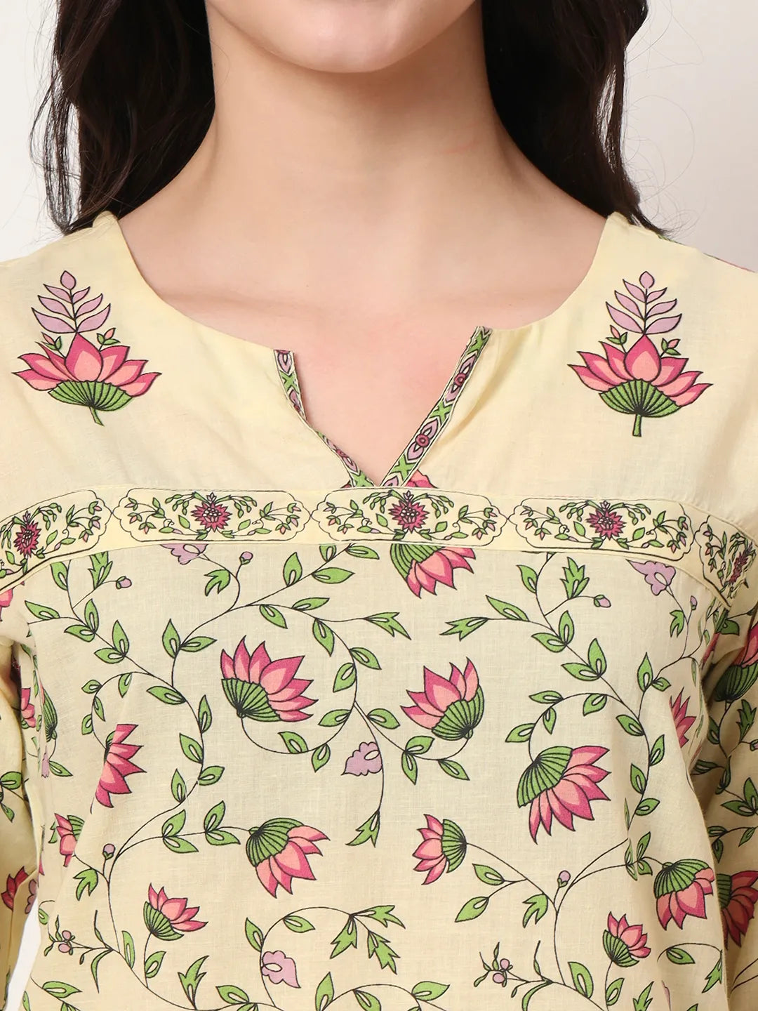 Yufta Yellow Pure Cotton Peplum Top | Grocsy