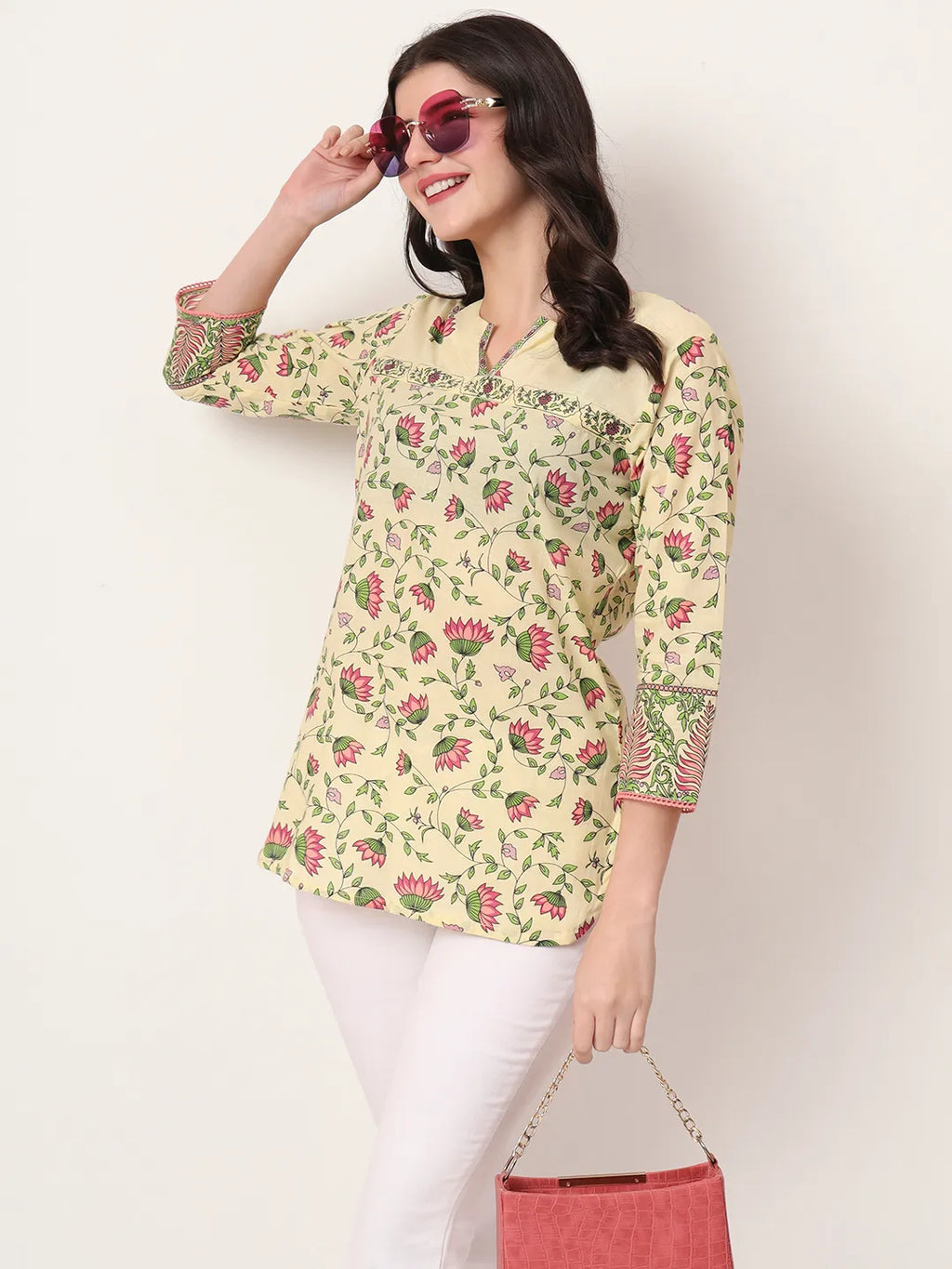 Yufta Yellow Pure Cotton Peplum Top | Grocsy