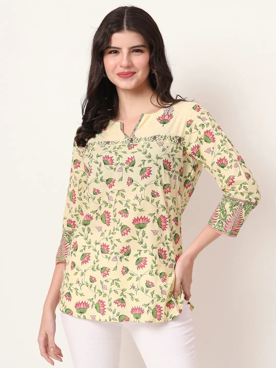 Yufta Yellow Pure Cotton Peplum Top | Grocsy