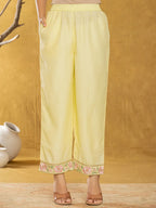 Yufta Yellow Silk Blend Pakistani Style Kurta Dupatta Set | Grocsy