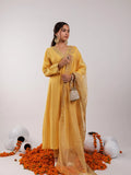 Yufta Yellow Silk Embroidered Kurta Dupatta Set | Grocsy