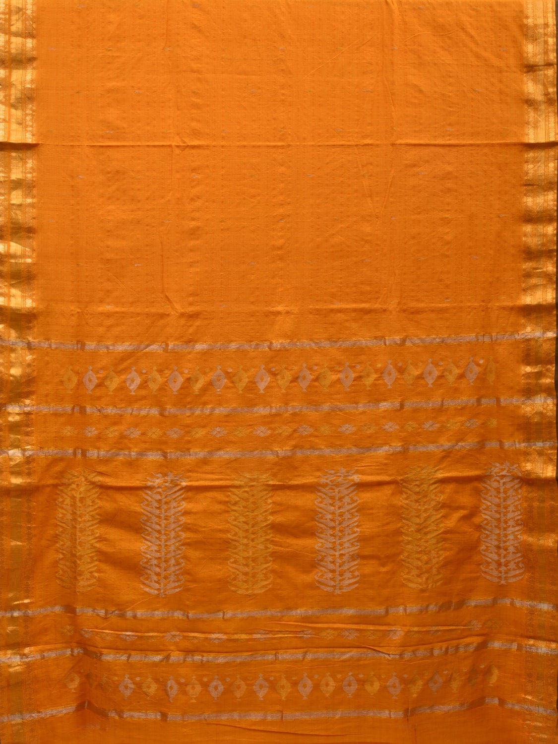 Yellow Uppada Cotton Handloom Saree with Karpur Pallu Design - Global Threads | Grocsy