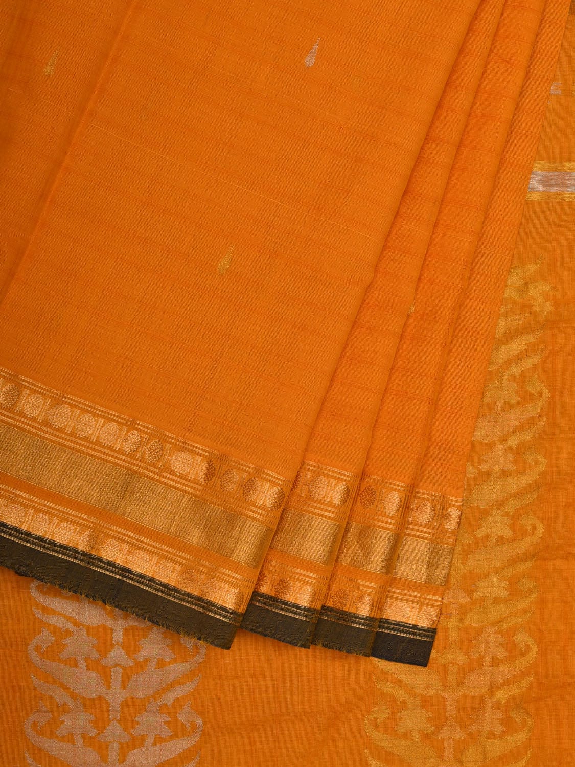 Yellow Uppada Cotton Handloom Saree with Karpur Pallu Design - Global Threads | Grocsy