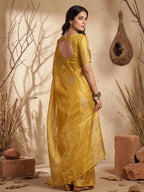 Anaita Yellow Tissue Silk Woven Saree With Blouse | Grocsy