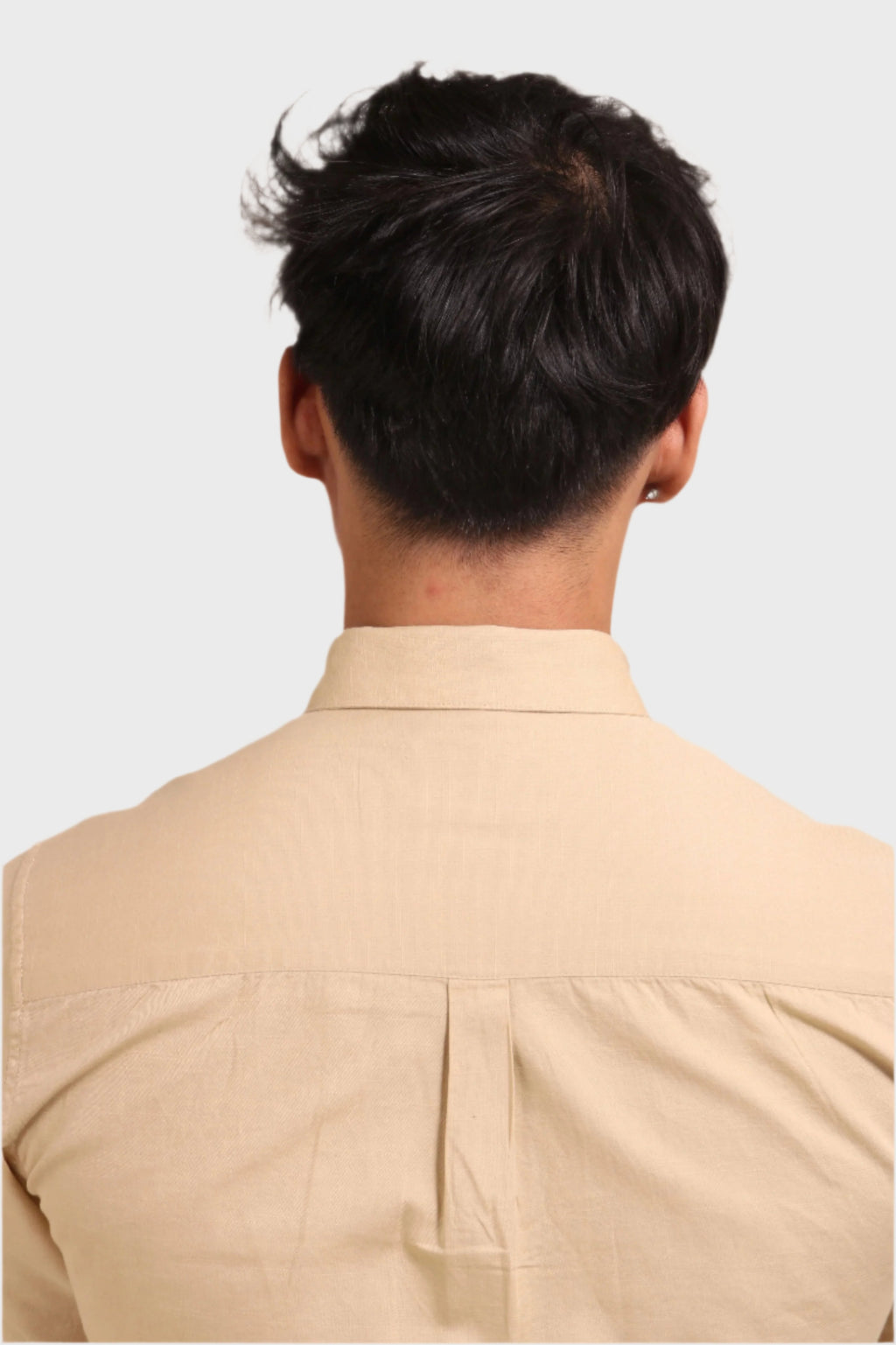 Jonesburg Men's Beige Slub Satin Slim Fit Semi Formal Shirt | Grocsy