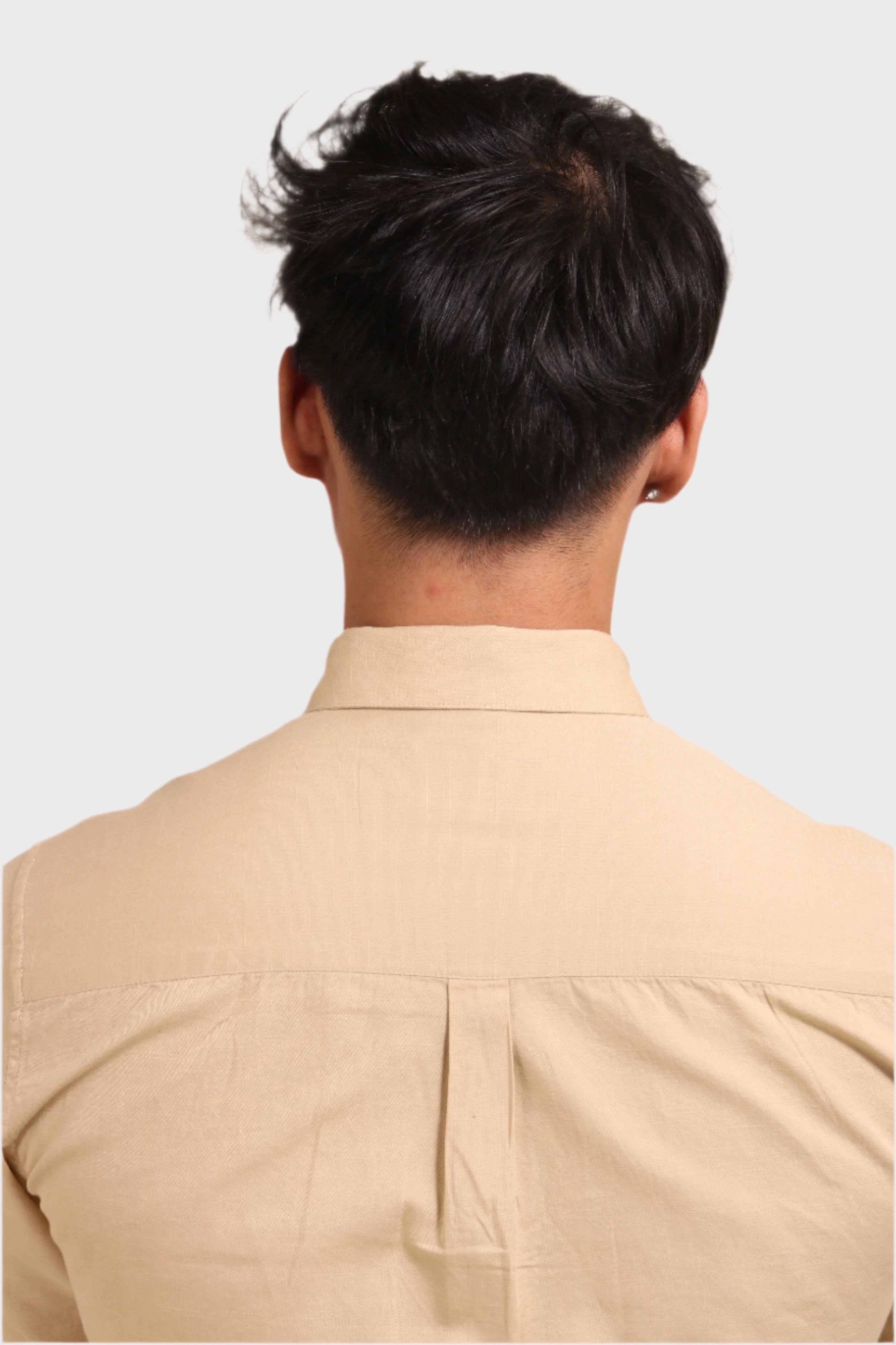 Jonesburg Men's Beige Slub Satin Slim Fit Semi Formal Shirt | Grocsy