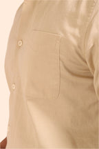 Jonesburg Men's Beige Slub Satin Slim Fit Semi Formal Shirt | Grocsy