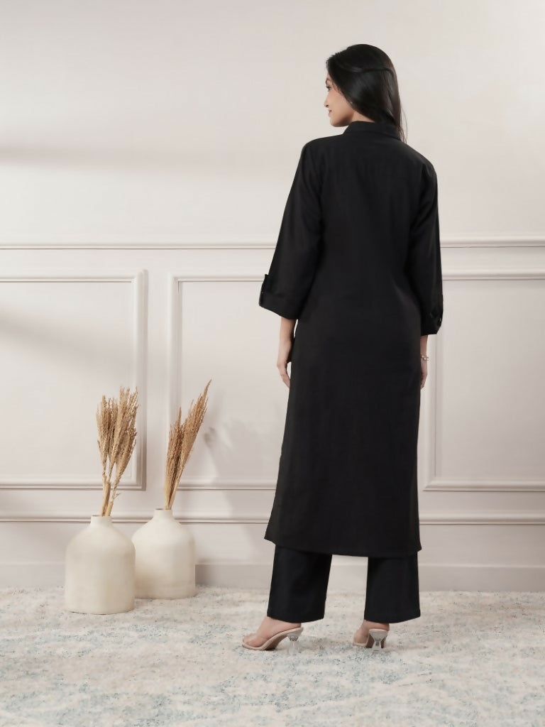 Joban Fashion Women's Black Cotton Dress With Button | Grocsy