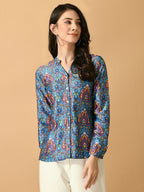 Myshka Women's Multi Satin Printed Smart Shirt | Grocsy