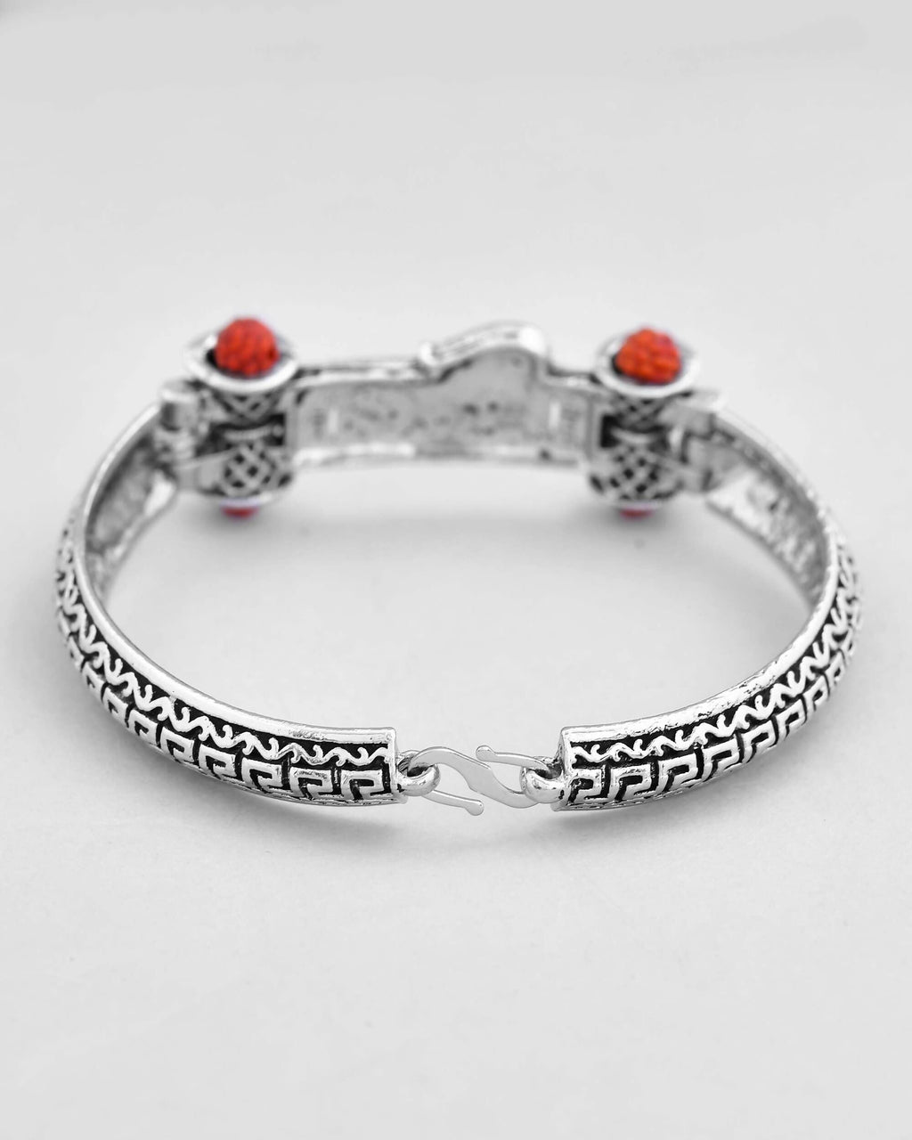 VOJ Silver Plated Shiv Kada Bracelet