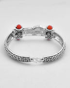 VOJ Silver Plated Shiv Kada Bracelet