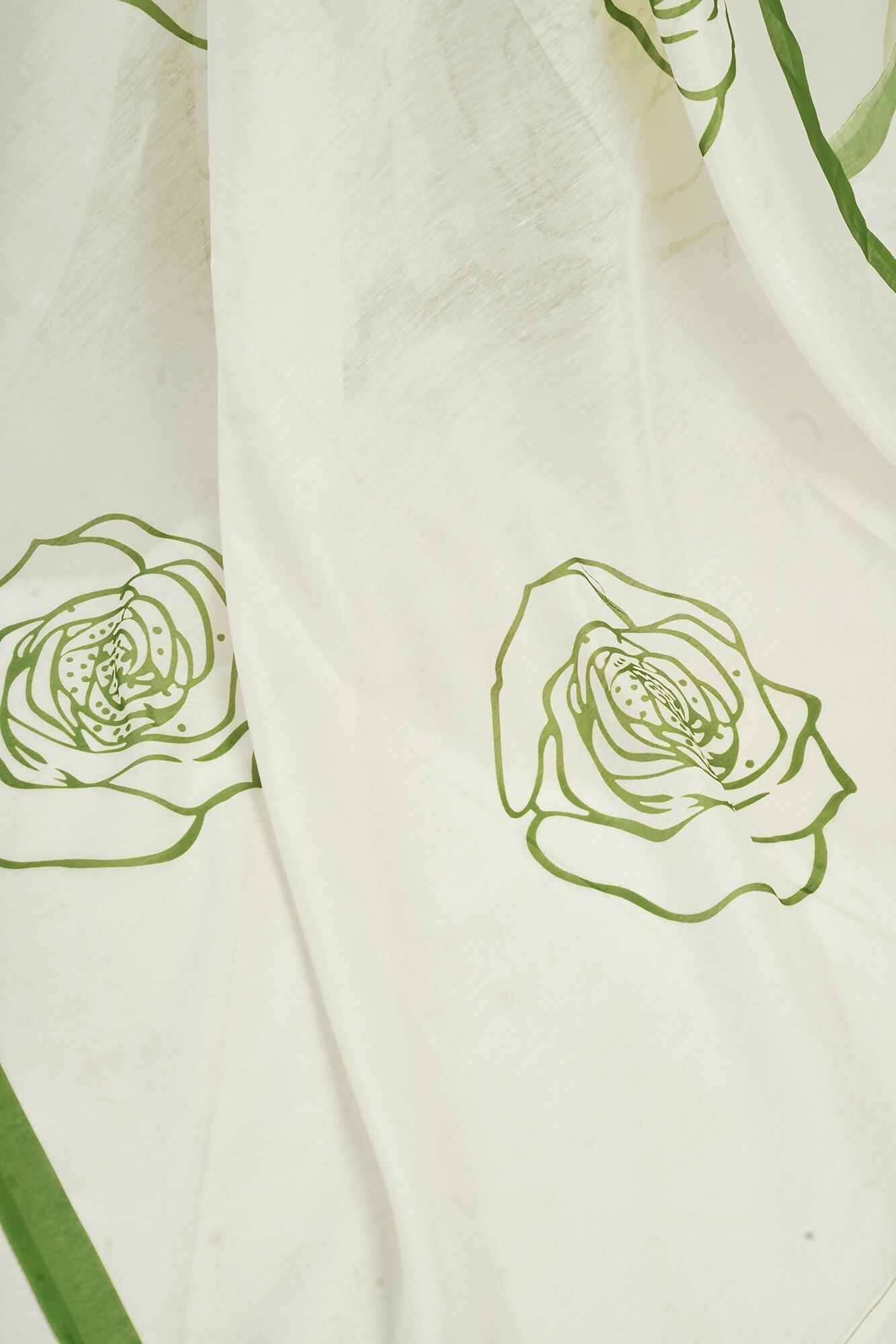 Vastranavya Green Digital Printed Linen Ready To Wear Designer Saree with Unstitched Blouse | Grocsy