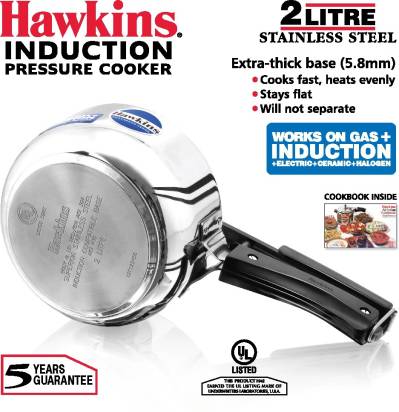Hawkins Stainless Steel 2 L Induction Bottom Pressure Cooker (HSS20) | Grocsy