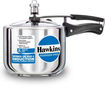 Hawkins Stainless Steel Tall 3 L Induction Bottom Pressure Cooker (HSS3T) | Grocsy