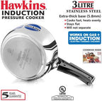 Hawkins Stainless Steel 3 L Induction Bottom Pressure Cooker (HSS3W) | Grocsy