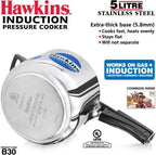 Hawkins Stainless Steel 5 L Induction Compatible Pressure Cooker (HSS50) | Grocsy