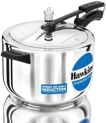 Hawkins Stainless Steel 8 L Induction Bottom Pressure Cooker (HSS80) | Grocsy
