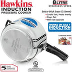 Hawkins Stainless Steel 8 L Induction Bottom Pressure Cooker (HSS80) | Grocsy