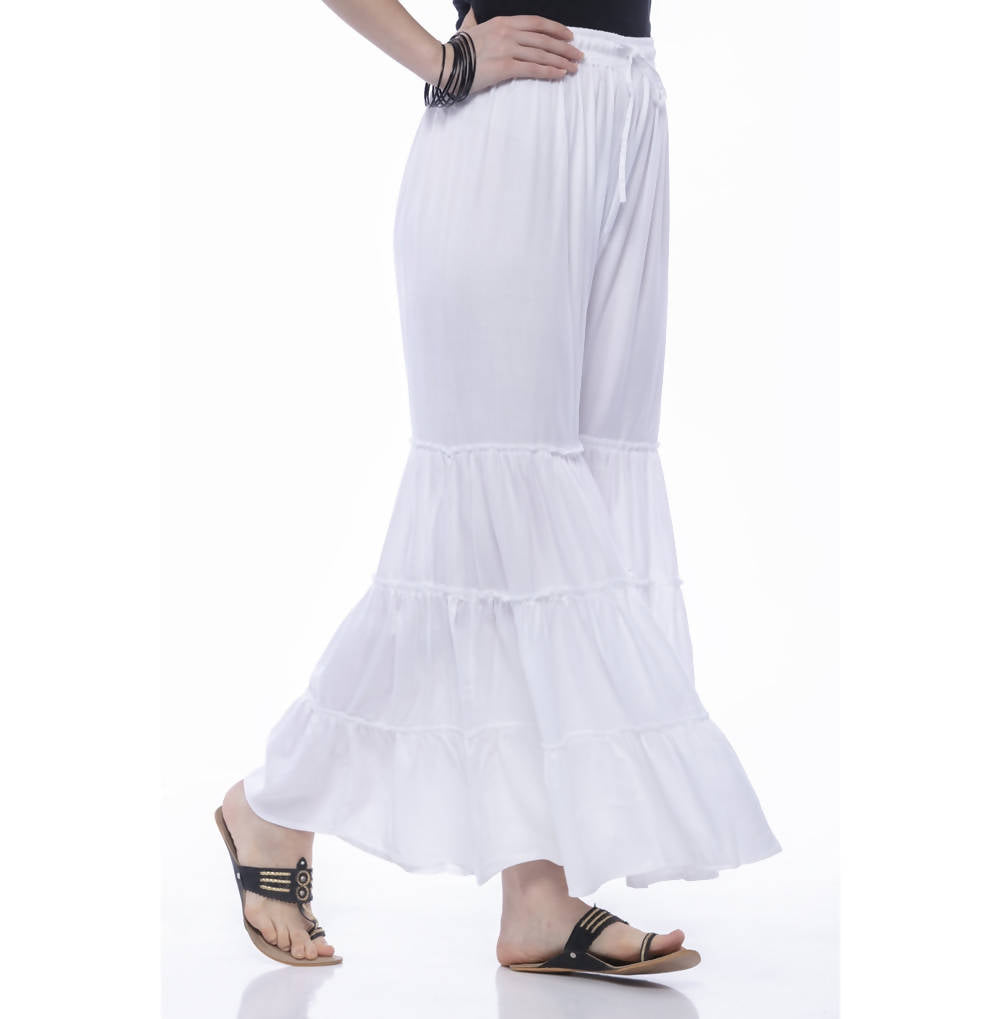 Mominos Fashion Reyon Cotton White Palazzo | Grocsy