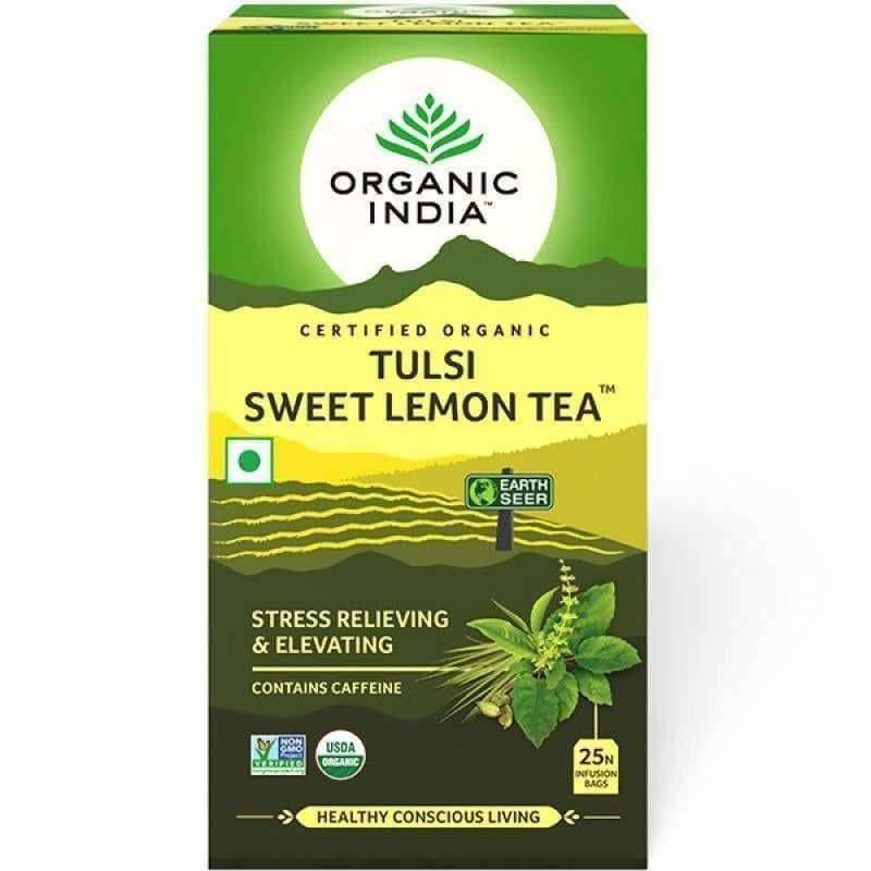 Organic India Tulsi Sweet Lemon Tea 25 Tea Bags | Grocsy