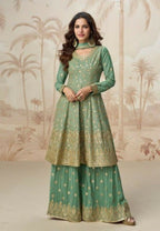 Anaita Green Heavy Fox Georgette Stitched Suit with Sequence Work | Grocsy