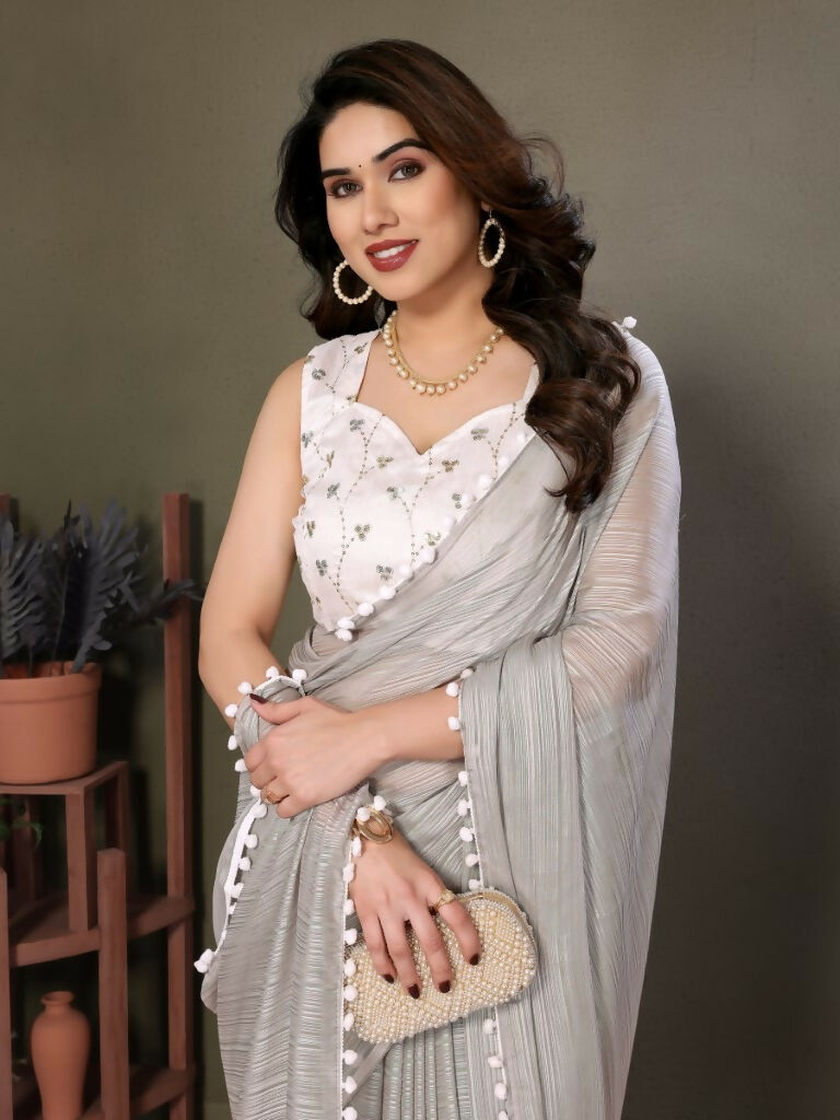 Designer Partywear Grey Banglor Fancy Saree - Kanak | Grocsy