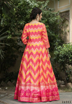 Wedding Designer Multi Soft Dola Silk Anarkali suit with Dupatta - Samanta | Grocsy