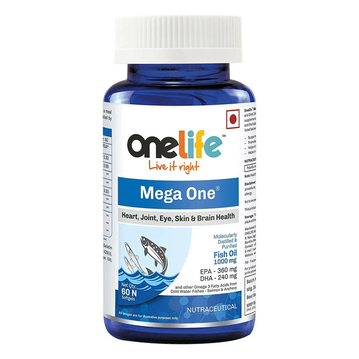 Onelife Mega One Fish Oil Omega 3 Fish Oil Softgels | Grocsy